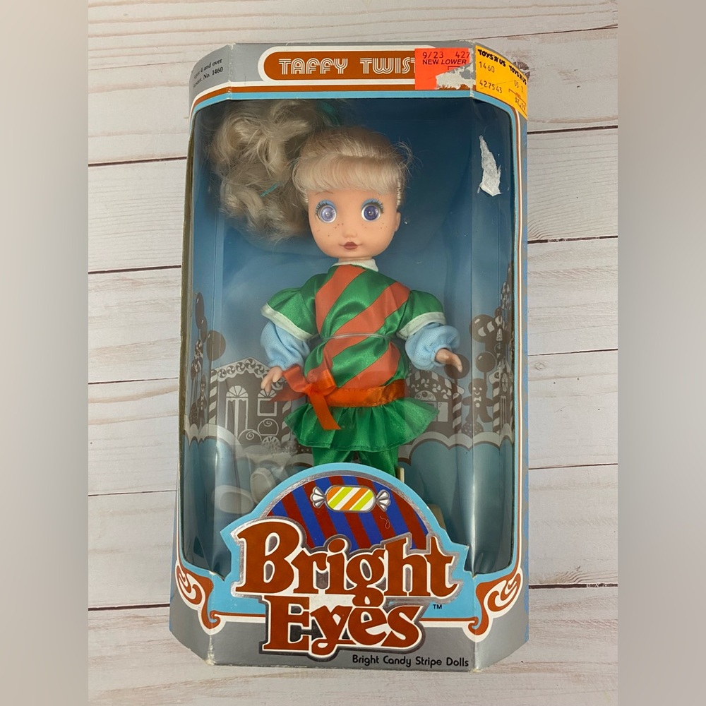 1989 Bright Eyes Taffy Twist Doll Vintage NIB Creata 80s Bright Candy Stripe